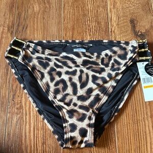 Carmen Marc Valvo Leopard Print Bikini Bottom small women